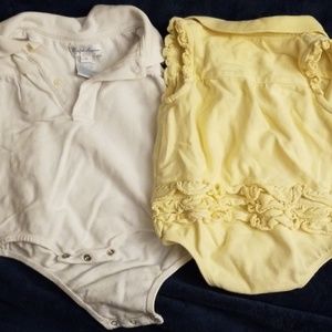 Ralph Lauren sleeveless ruffle-butt onsies.